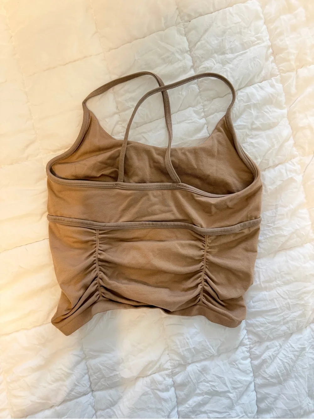 Free People Pure Barre Ruched Strappy Tank - Camel Brown